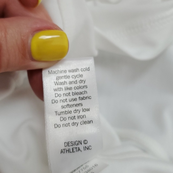 Athleta white UPF Unstinkable t-shirt 3/4 zipper short sleeve women size L New - Picture 12 of 12